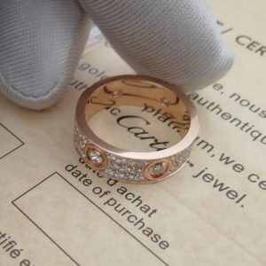 Replica Cartier Love Ring Paved Rose Gold