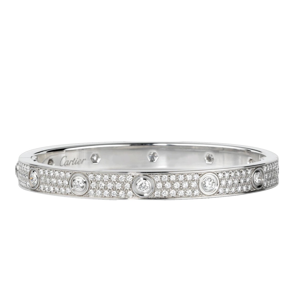 silver cartier love bracelet with diamonds