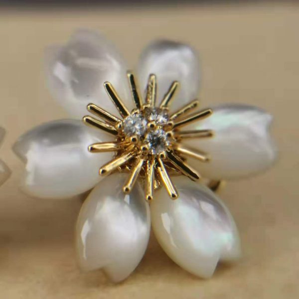 18K Gold Van Cleef Rose de Noël earrings