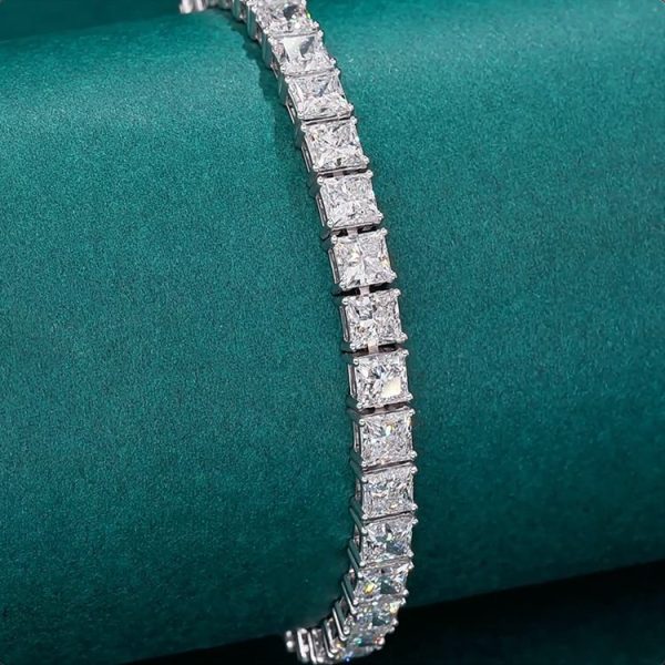 18K Gold Lab Grown Diamond Jewelry Princess Cut Tennis Bracelet