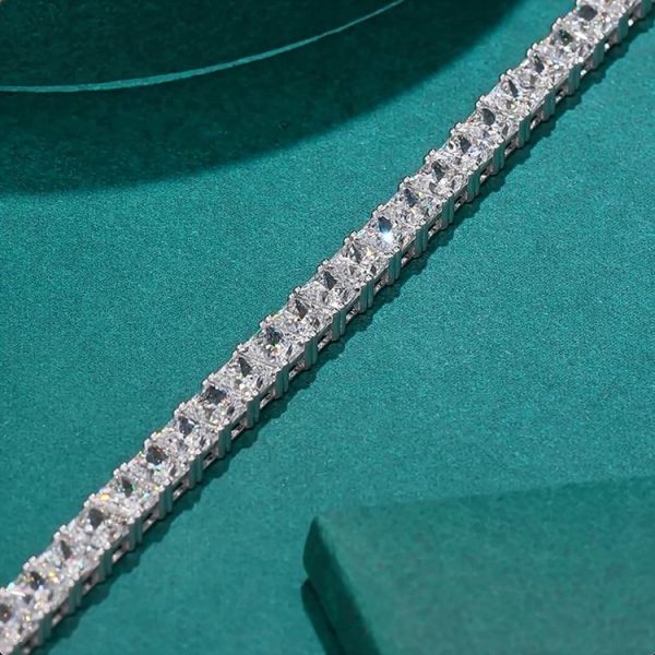18K Gold Lab Grown Diamond Jewelry Princess Cut Tennis Bracelet