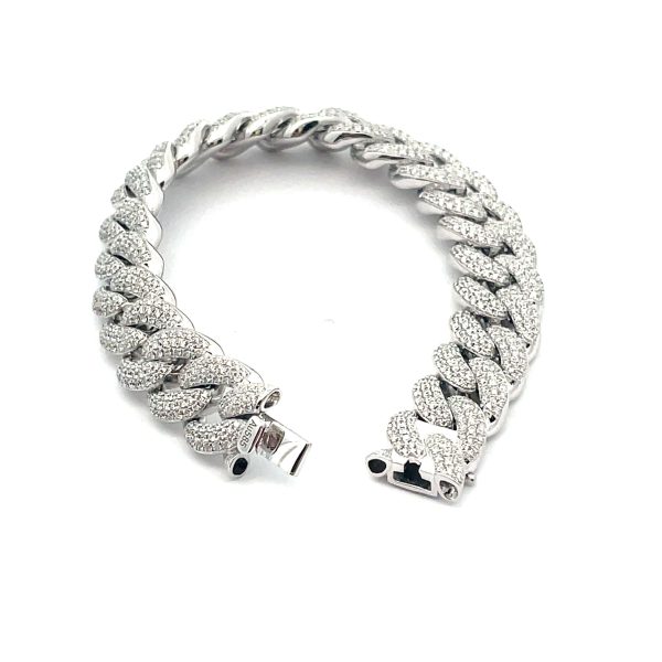 14K White Gold Cuban Chain Bracelet