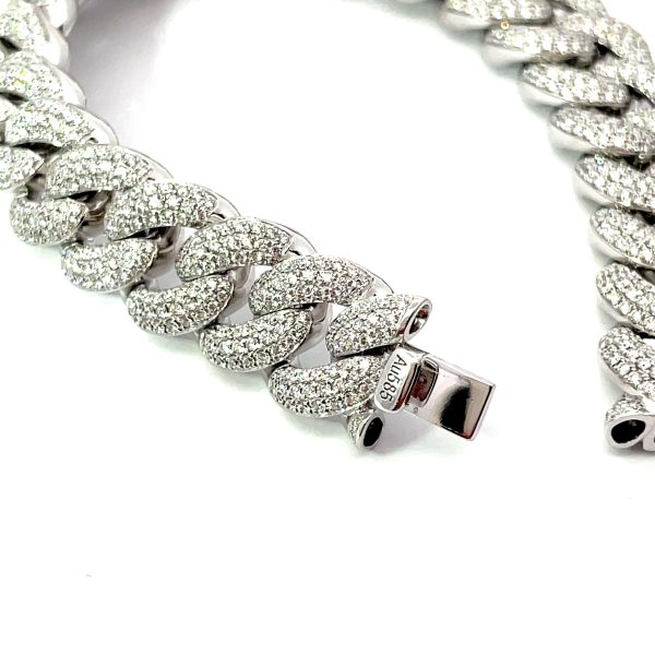 14K White Gold Cuban Chain Bracelet