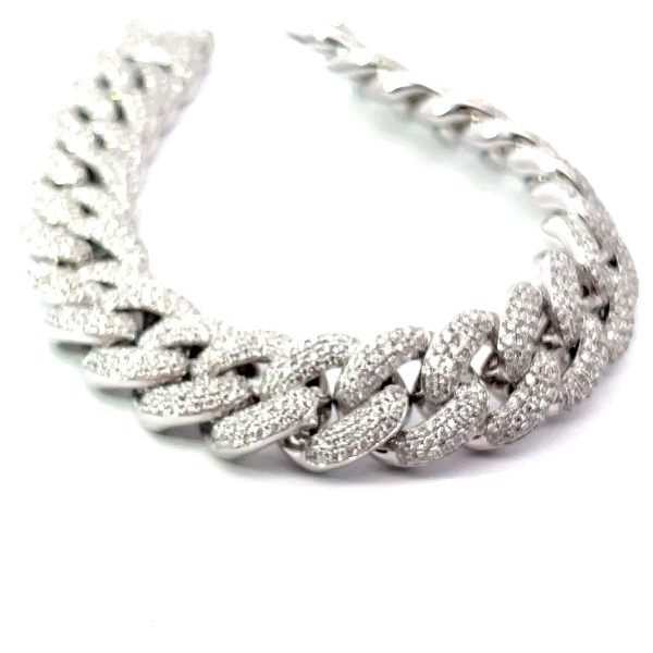 14K White Gold Cuban Chain Bracelet