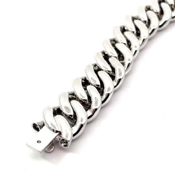 14K White Gold Cuban Chain Bracelet