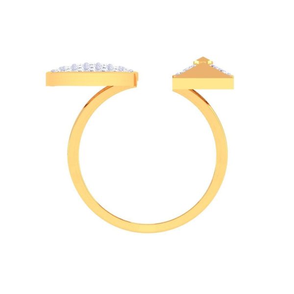 14K White Gold Geometric Ring CVD Diamond Women Party Paved Rings