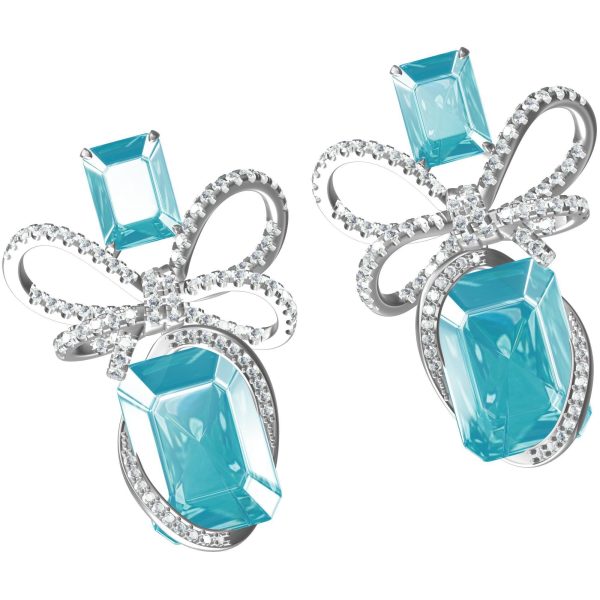 Aquamarine Lab Diamonds Women Stud Earrings