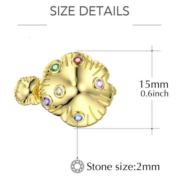 18k Gold Gemstone Cute Mushroom Ring