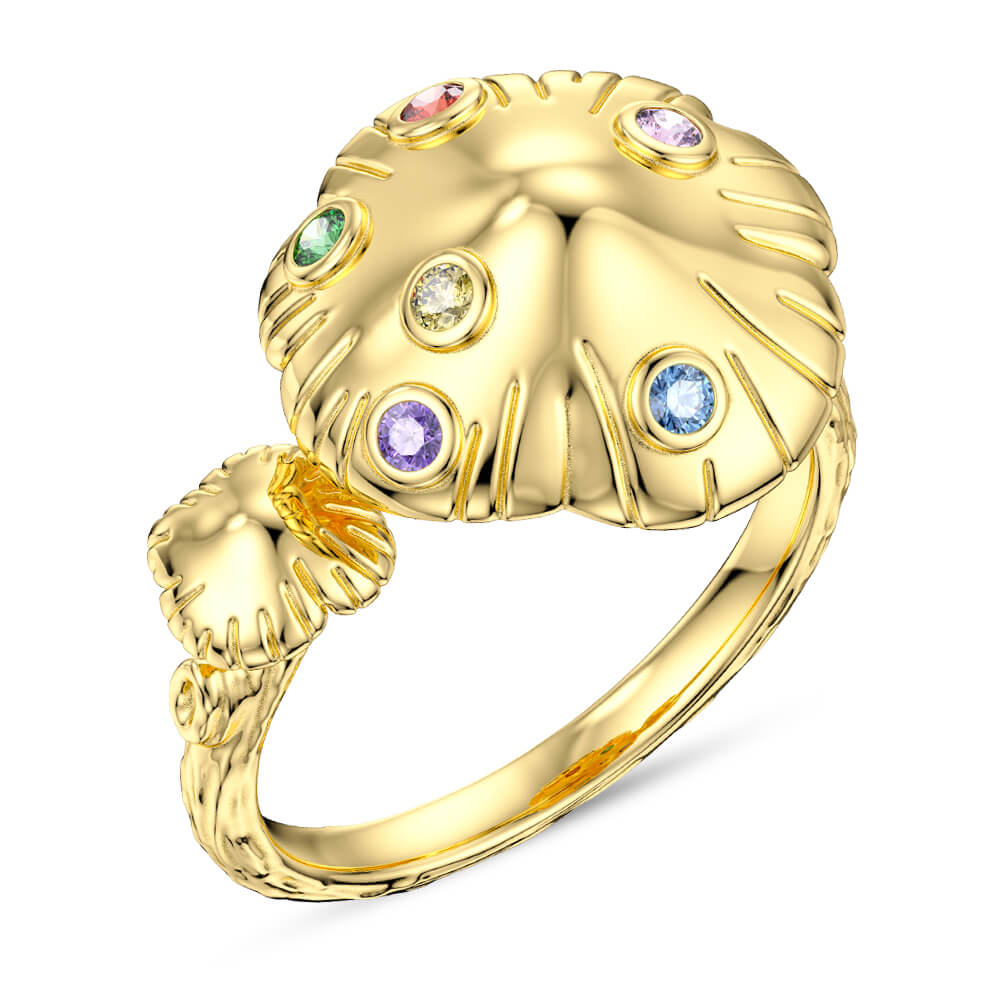 18k Gold Gemstone Cute Mushroom Ring