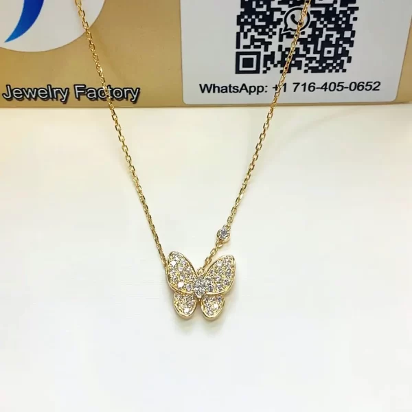 Van Cleef Arpels Two Butterfly Diamond Pendant copy